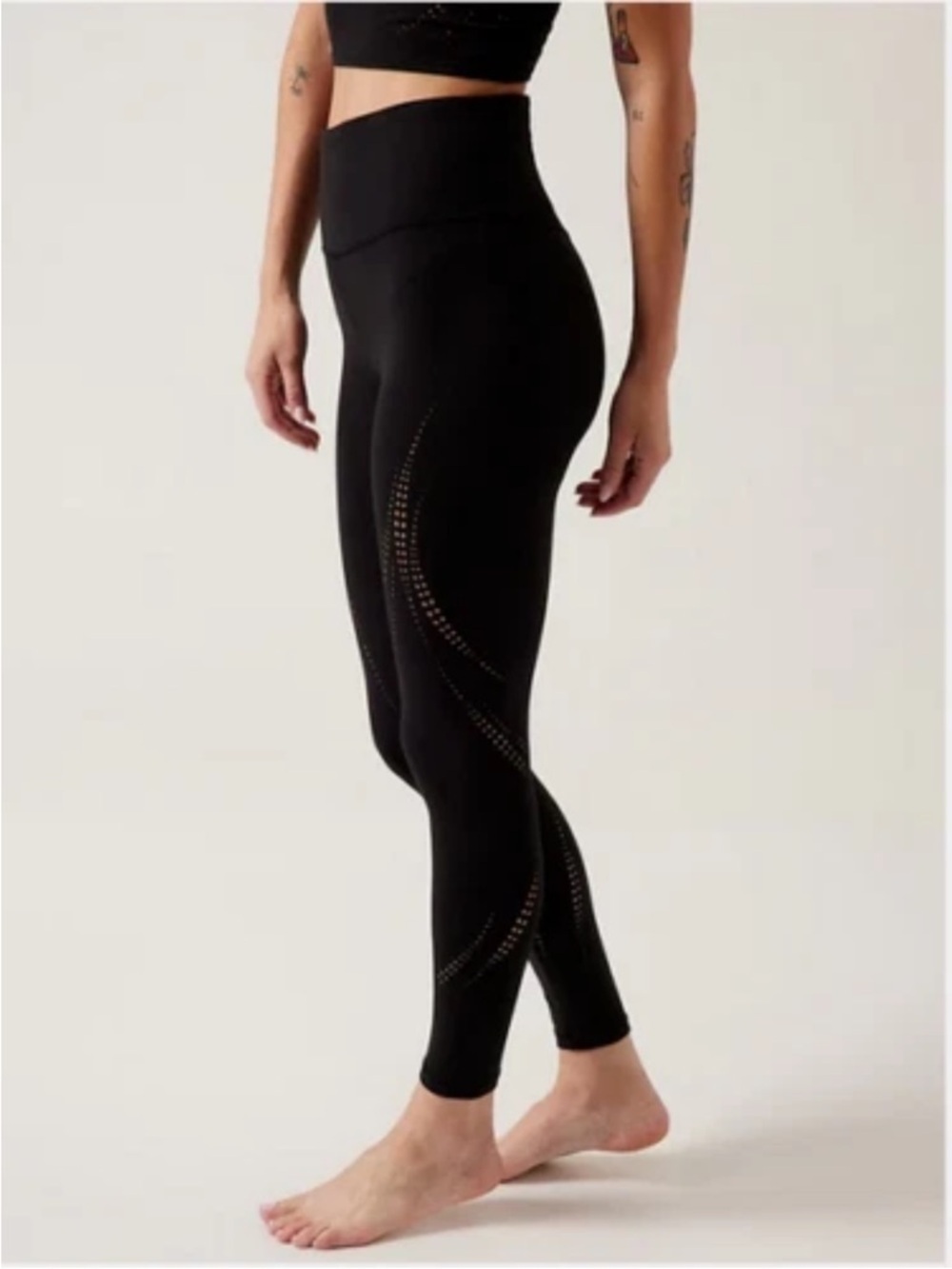 Athleta Elation Lasercut High-Waist Tights Leggings Size S Black